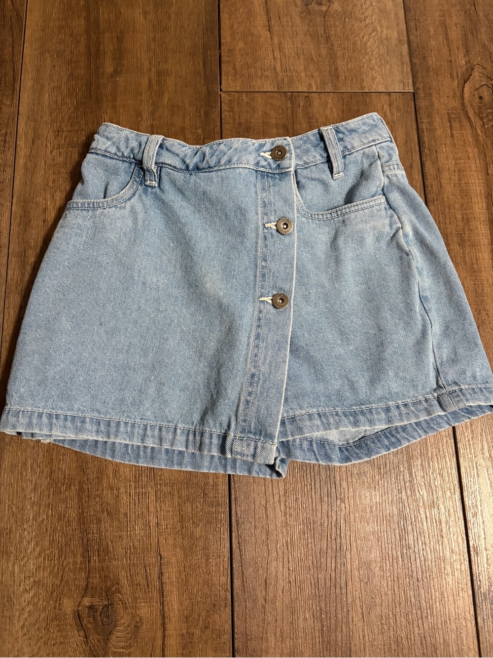 Vans High Waisted Denim Skort Light Wash Snap Button Front Size 24